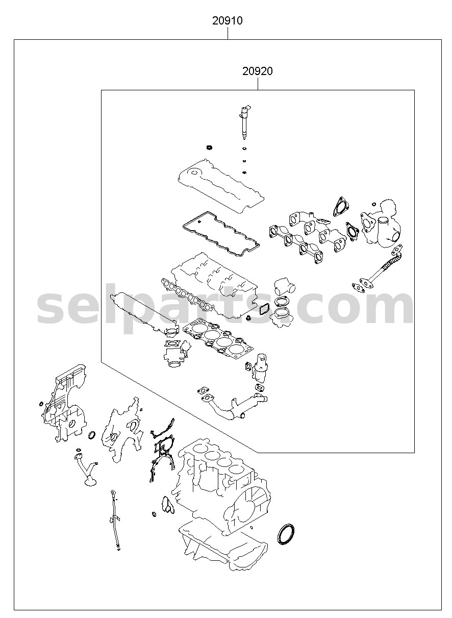 Genuine BLOCK SUB ASSY-CYLINDER for Kia K5 #44RV32AF00