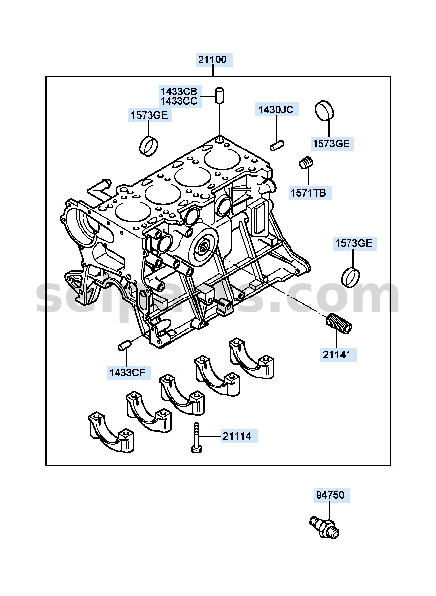 Genuine BLOCK ASSY-CYLINDER for Hyundai Sonata #211002GTA0