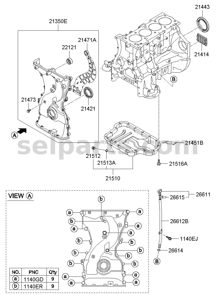 Genuine COVER ASSY-TIMING CHAIN for Hyundai Grand Starex #213502C100