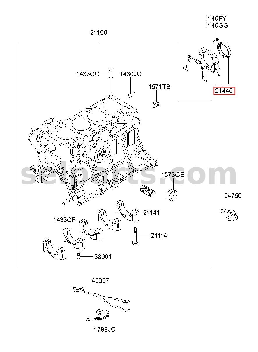 Genuine CASE ASSY-OIL SEAL for Kia Sportage #214402F600