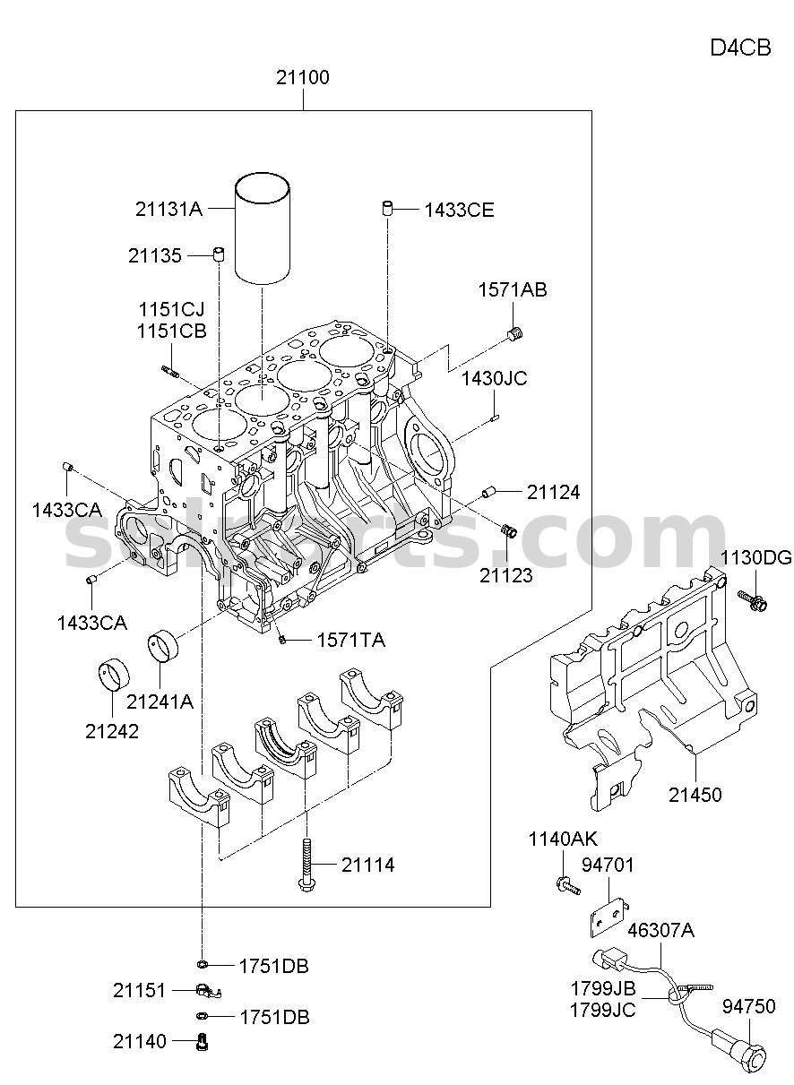 Genuine SHIELD ASSY-CYLINDER BLOCK for Hyundai Grand Starex #214504A020