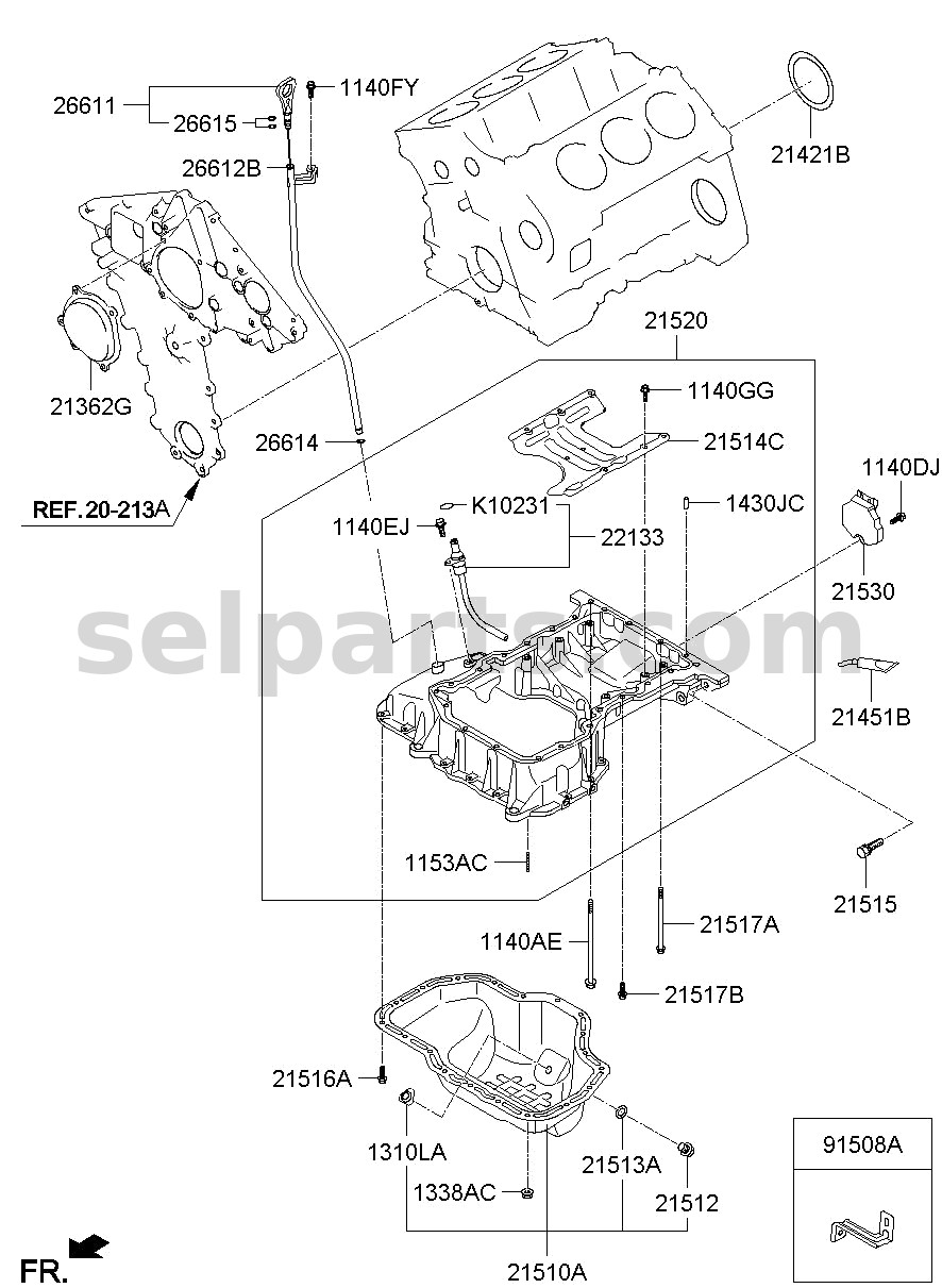Genuine PAN ASSY - ENGINE OIL, UPPER for Kia MOHAVE 16 (2016-2019) #215103A501