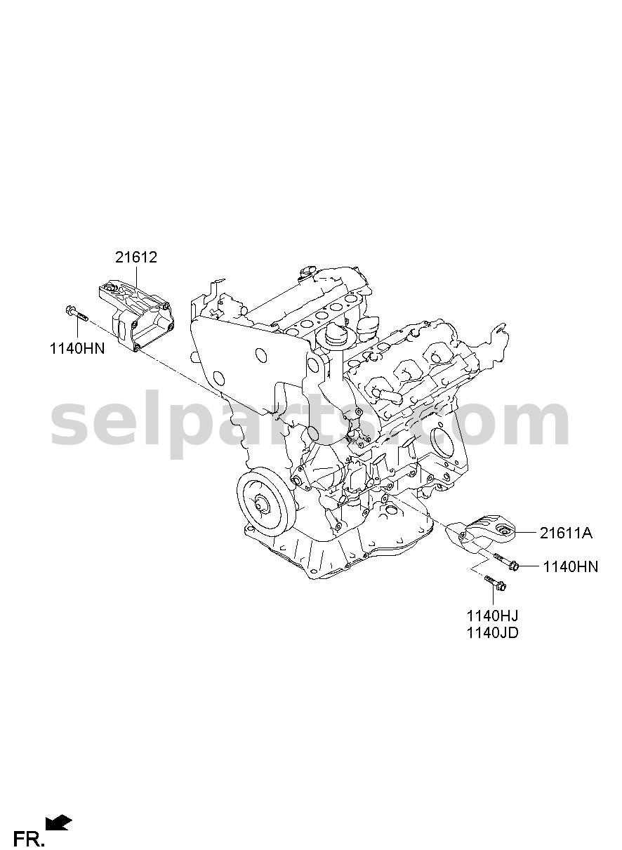 Genuine BRACKET - ENGINE SUPPORT, RH for Kia MOHAVE 16 (2016-2019) #216143A501