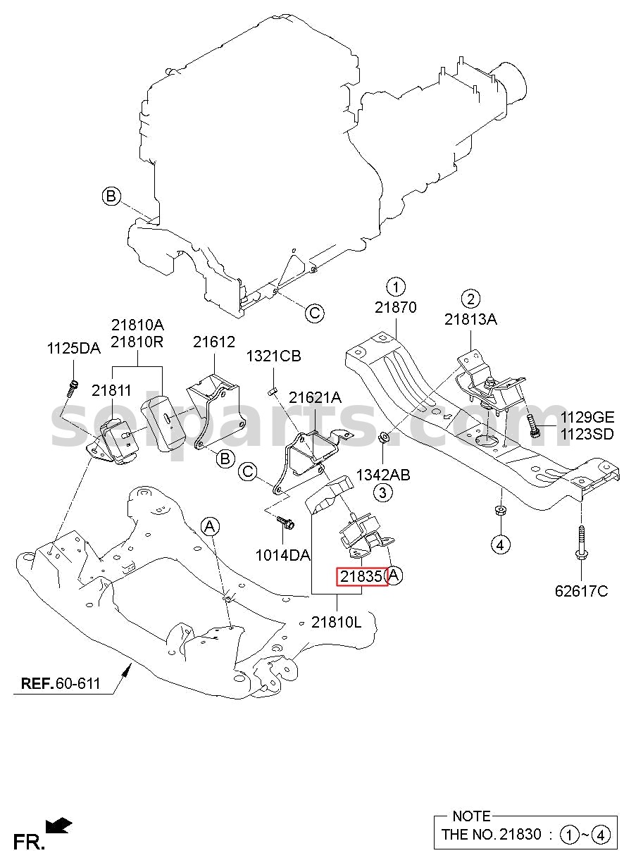 Genuine INSULATOR-ENGINE MTG,LH for Hyundai Grand Starex #218124H000