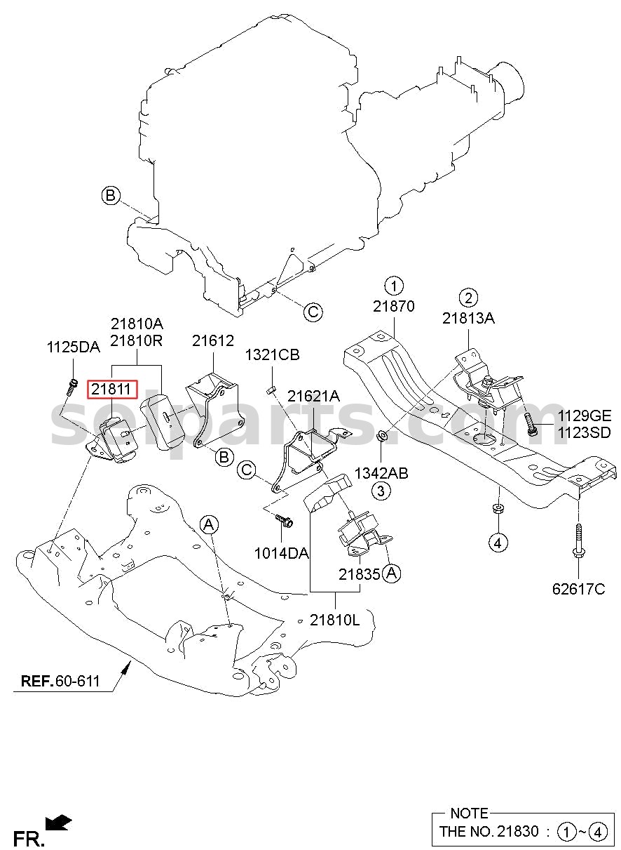 Genuine INSULATOR-ENGINE MTG for Hyundai Grand Starex #218124H050