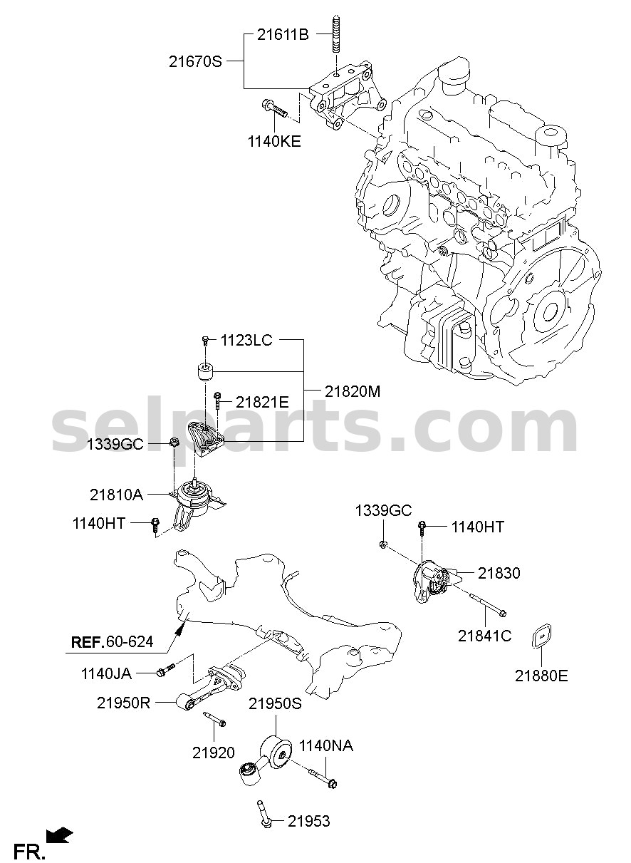 Genuine BRACKET ASSY-ENG MTG for Hyundai Palisade #218252P900