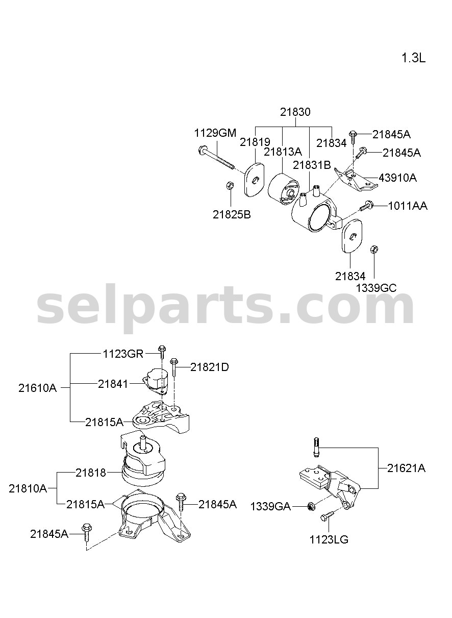 Genuine BRACKET-ENGINE MTG SUPPORT for Kia Sportage #21825D3500