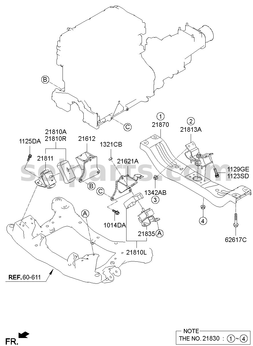 Genuine BRACKET ASSY-TRANSMISSION MTG for Hyundai Grand Starex #218304H000