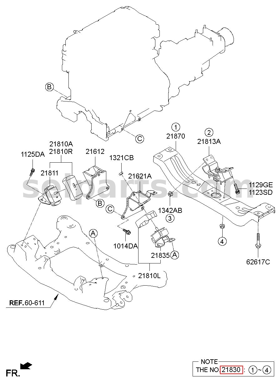 Genuine BRACKET ASSY-TRANSMISSION MTG for Hyundai Grand Starex #218304H500