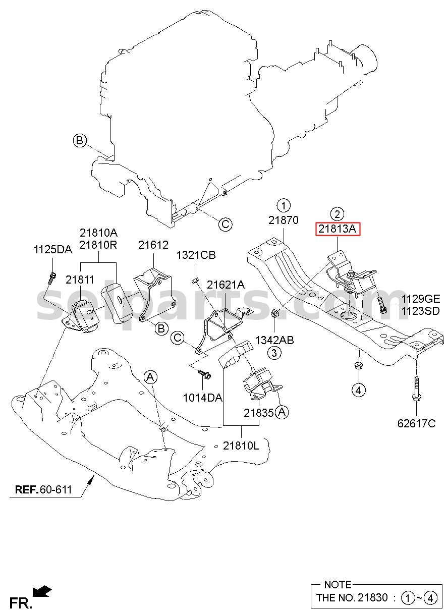 Genuine INSULATOR-T/M MTG for Hyundai Grand Starex #218324H500