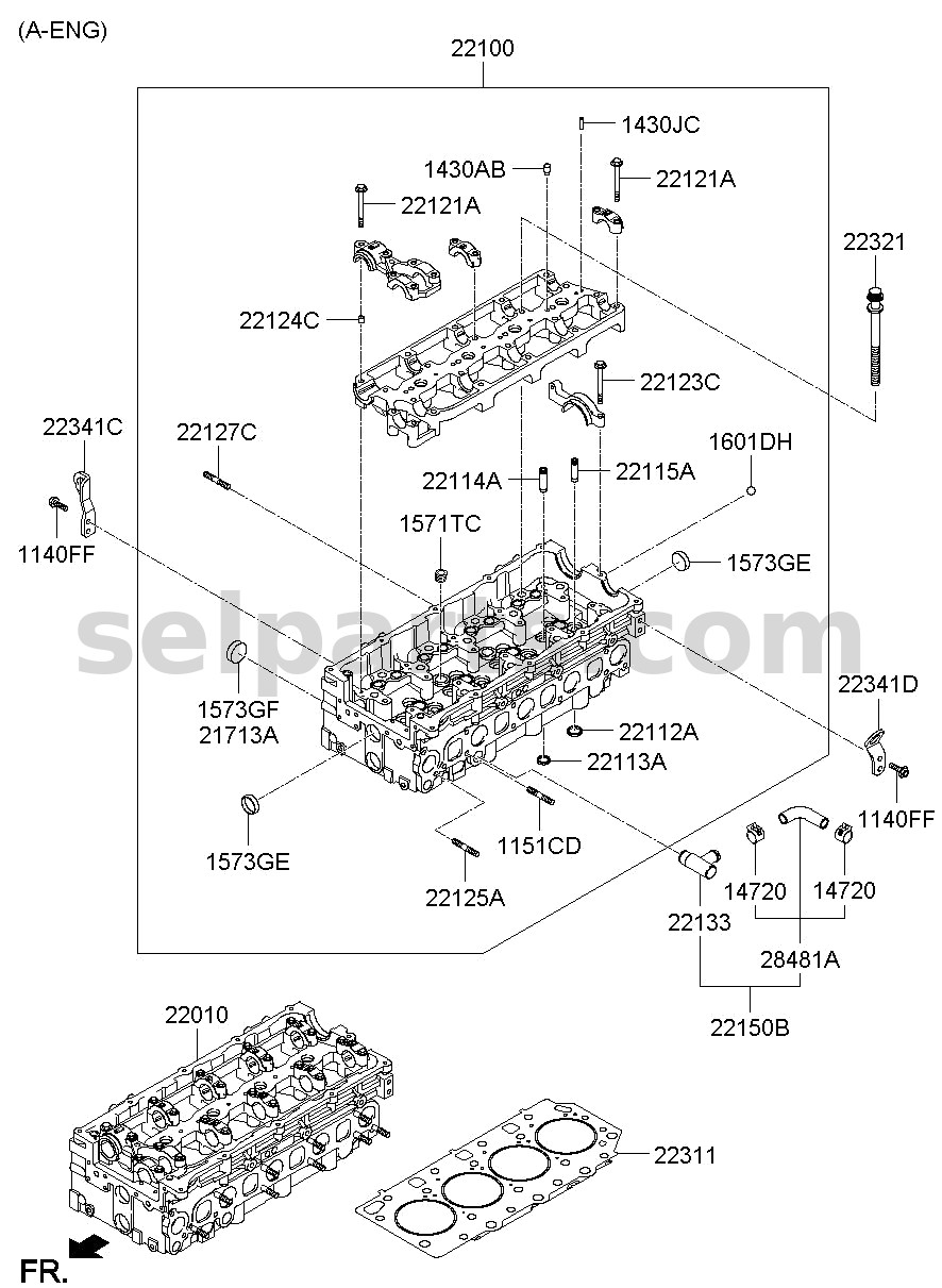 Genuine HEAD ASSY-CYLINDER for Hyundai Grand Starex #221004A400