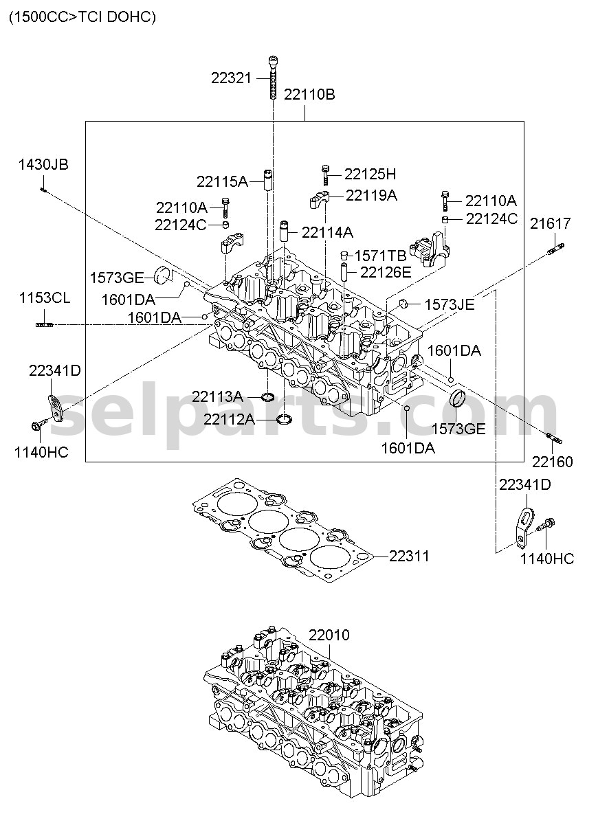 Genuine HEAD SUB ASSY-CYLINDER for Kia Sportage #221102E002