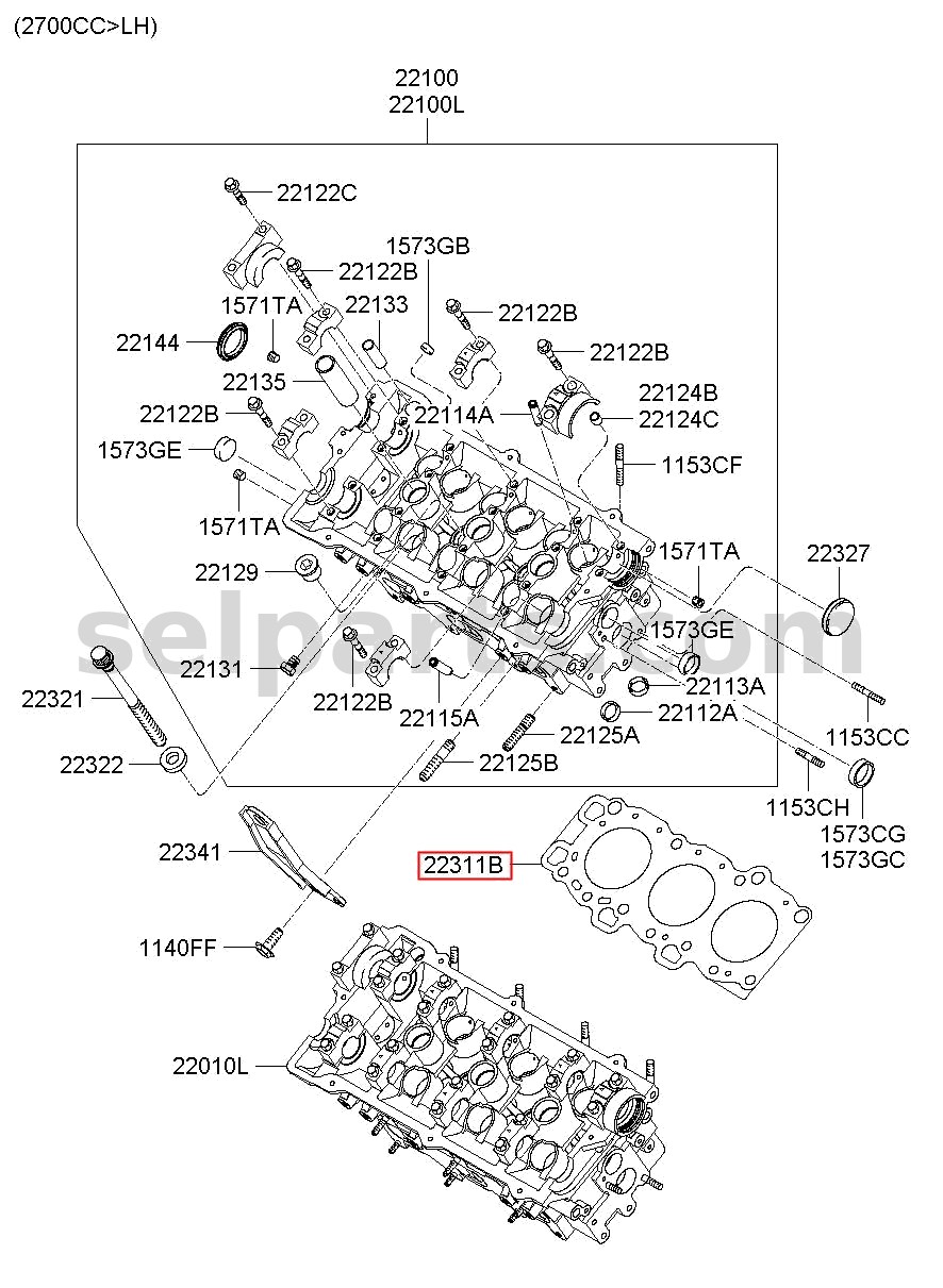 Genuine GASKET - CYLINDER HEAD, LH for Kia MOHAVE 16 (2016-2019) #223113A100