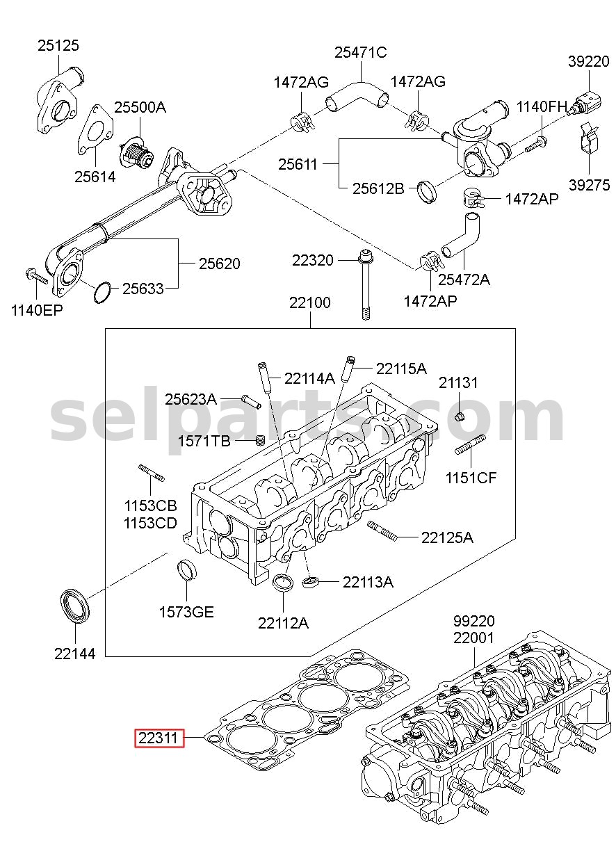 Genuine GASKET-CYLINDER HEAD for Hyundai Grand Starex #223114A710