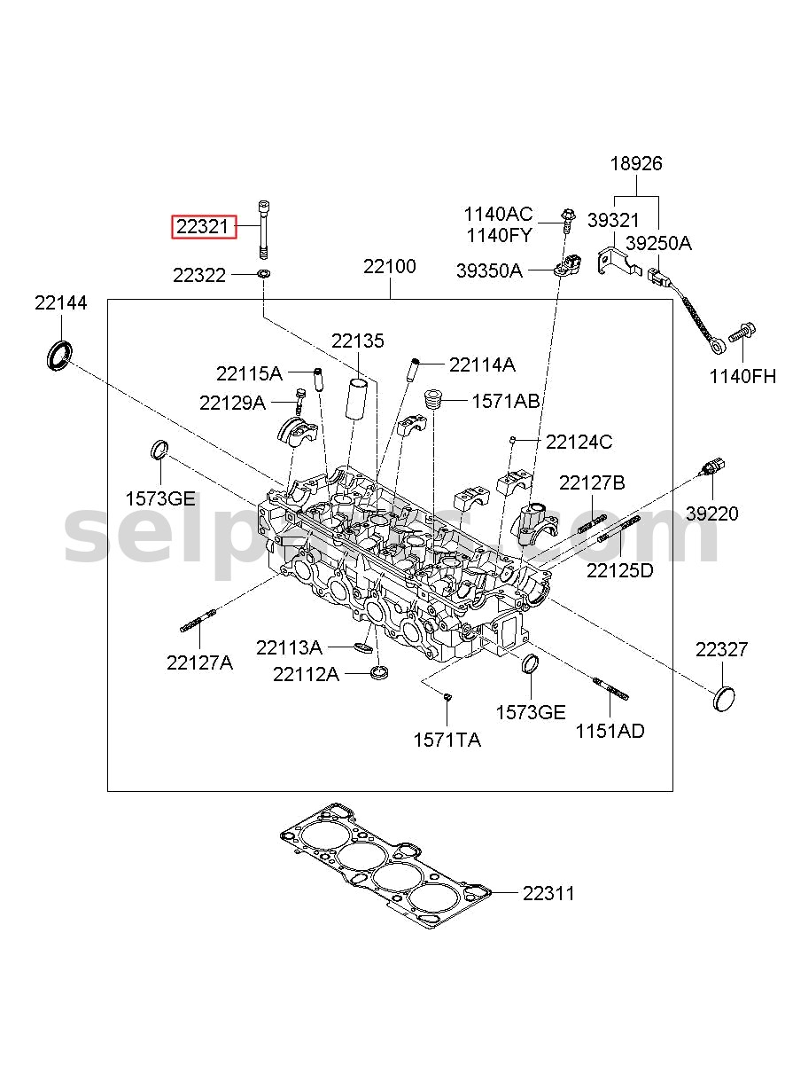 Genuine BOLT-CYLINDER HEAD for Kia Sportage #223212F000
