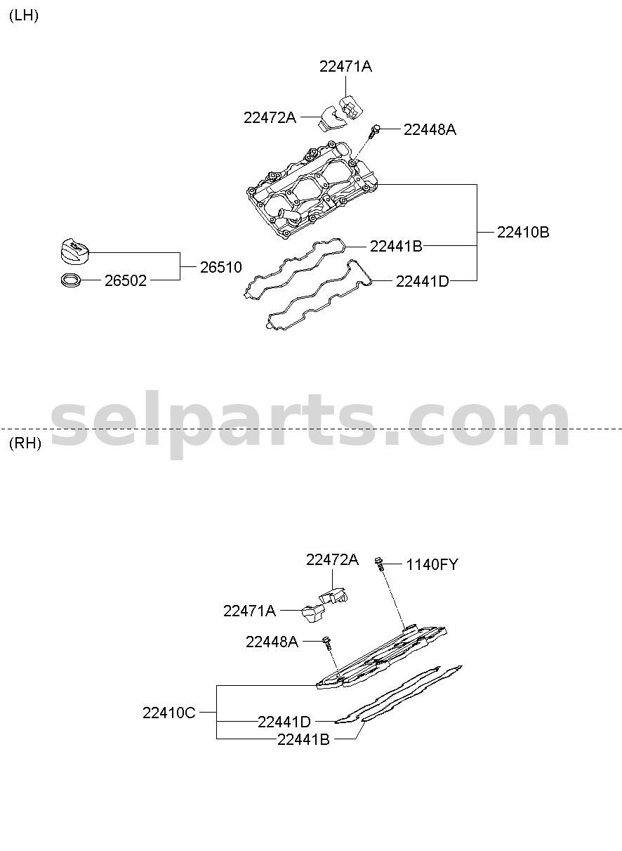 Genuine COVER ASSY - ROCKER, LH for Kia MOHAVE 16 (2016-2019) #224103A000