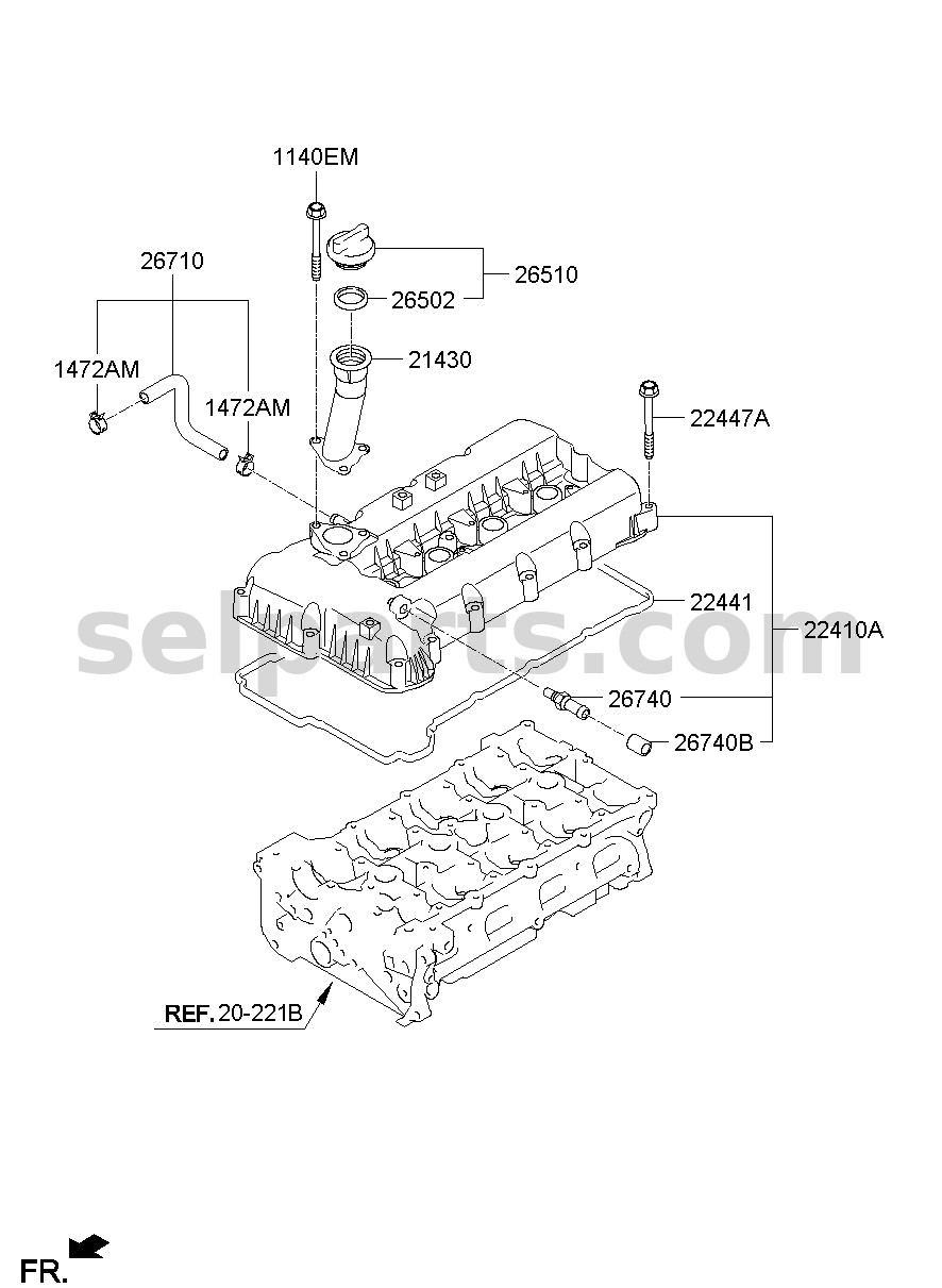 Genuine COVER ASSY-ROCKER for Hyundai Grand Starex #224104A600