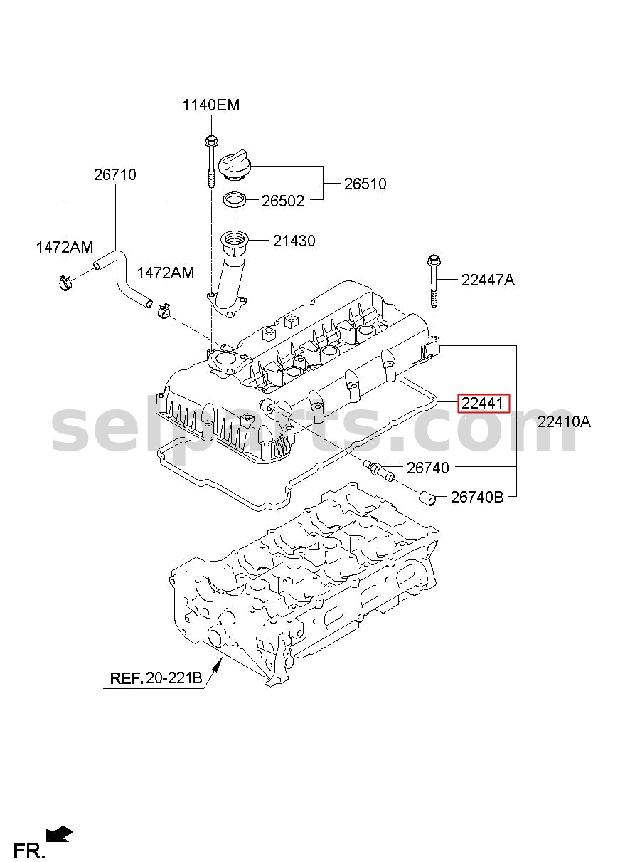 Genuine GASKET-ROCKER COVER for Hyundai Grand Starex #224414A700