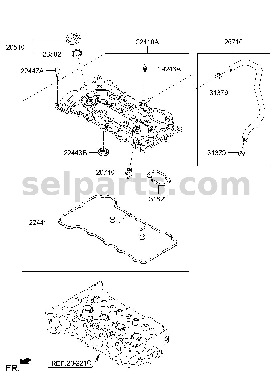 Genuine GASKET-FUEL PUMP for Hyundai Sonata #224422GGA0