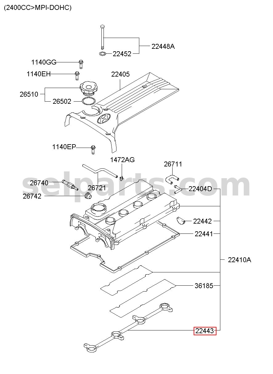 Genuine GASKET-ROCKER COVER for Kia Sportage #224432F600