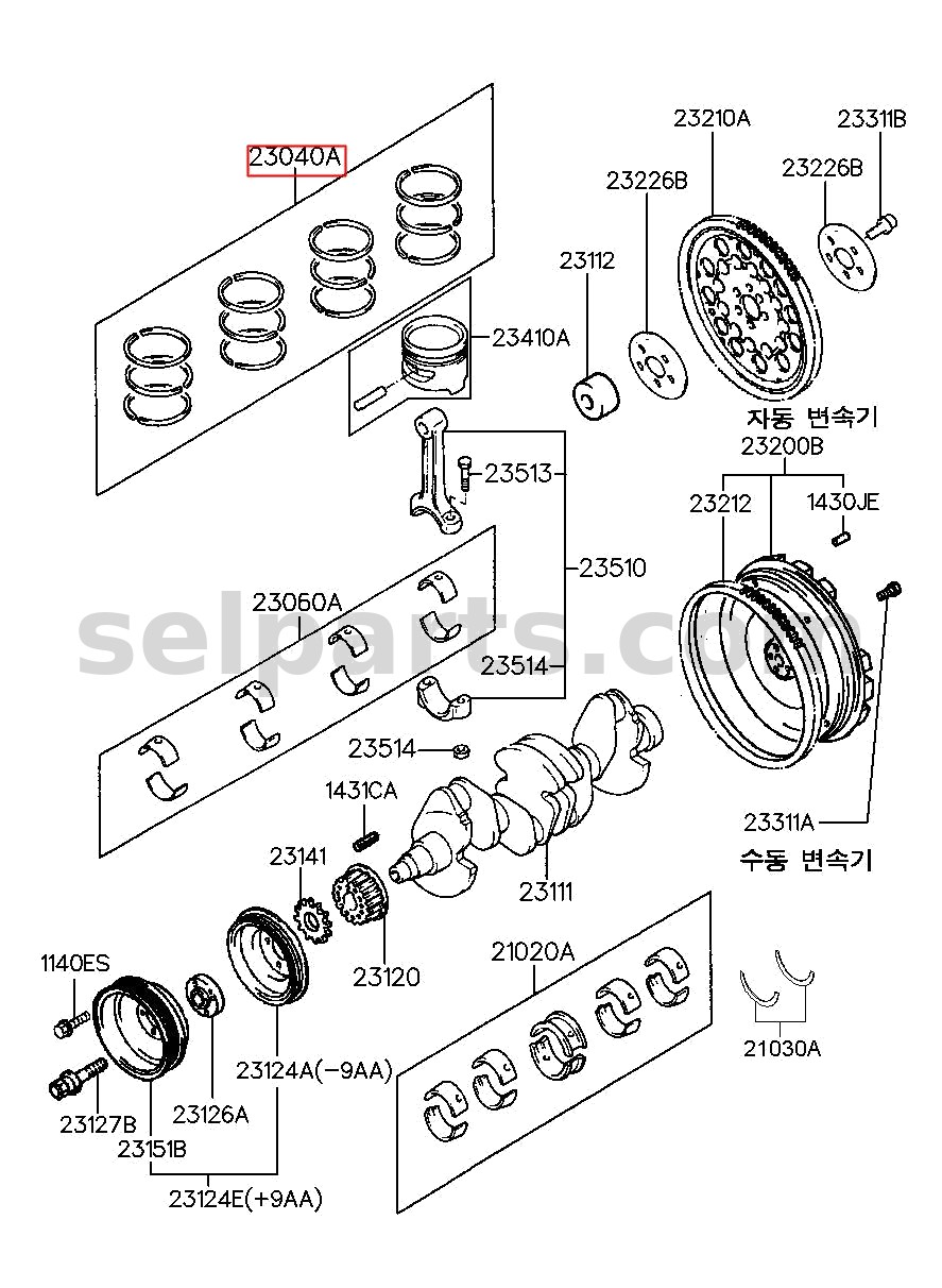 Genuine RING SET-PISTON for Kia Sportage #230402F960