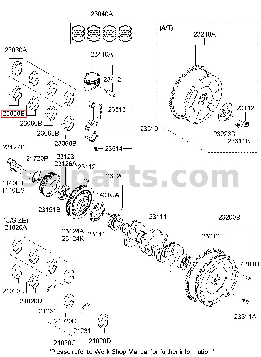 Genuine BEARING PAIR SET-C/ROD for Kia Sportage #230602F920