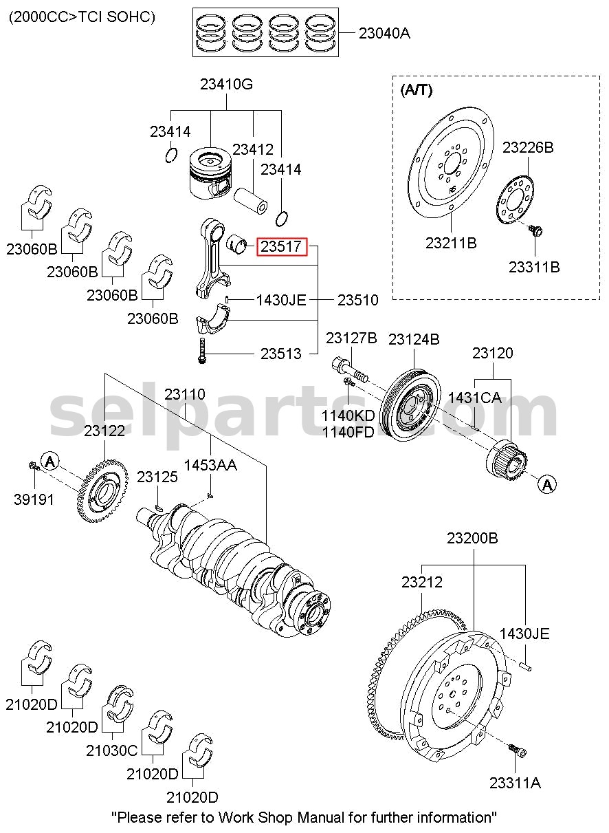 Genuine BUSHING-CON ROD for Kia Sportage #235172F000