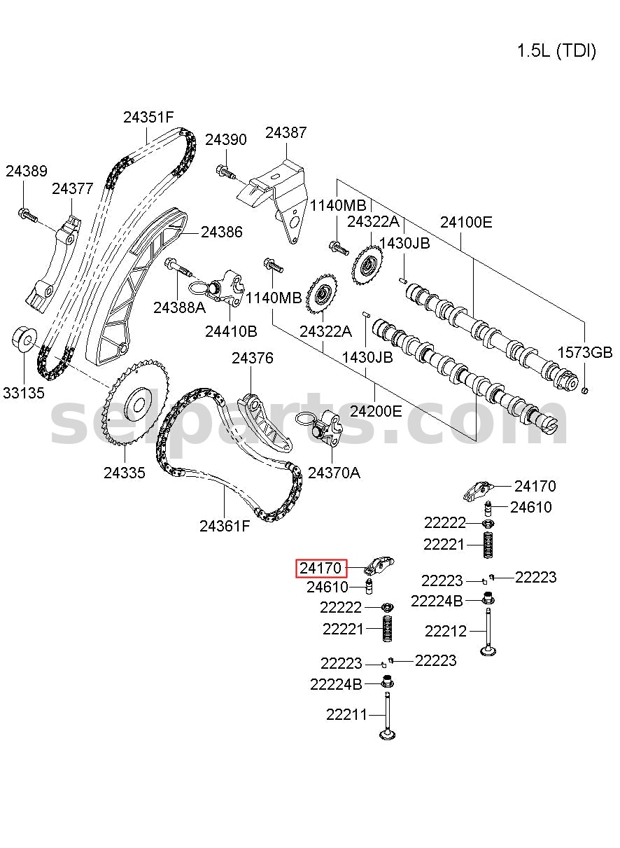 Genuine ASSY-CAM FOLLOWER, SHORT for Kia Sportage #241702F000