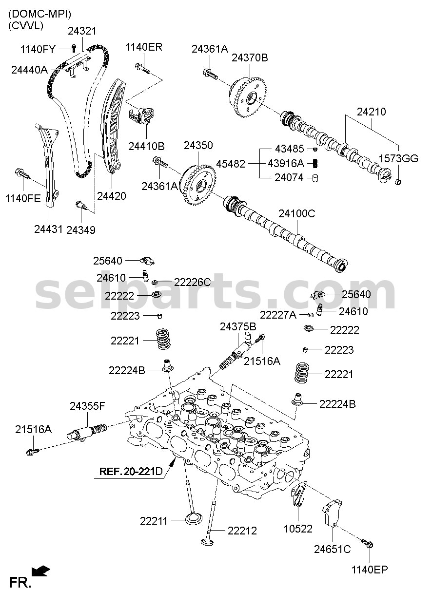 Genuine CAMSHAFT-EXHAUST for Hyundai Sonata #242102E300