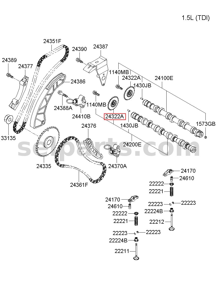 Genuine CHAIN SPROCKET-CAMSHAFT for Kia Sportage #243222F000