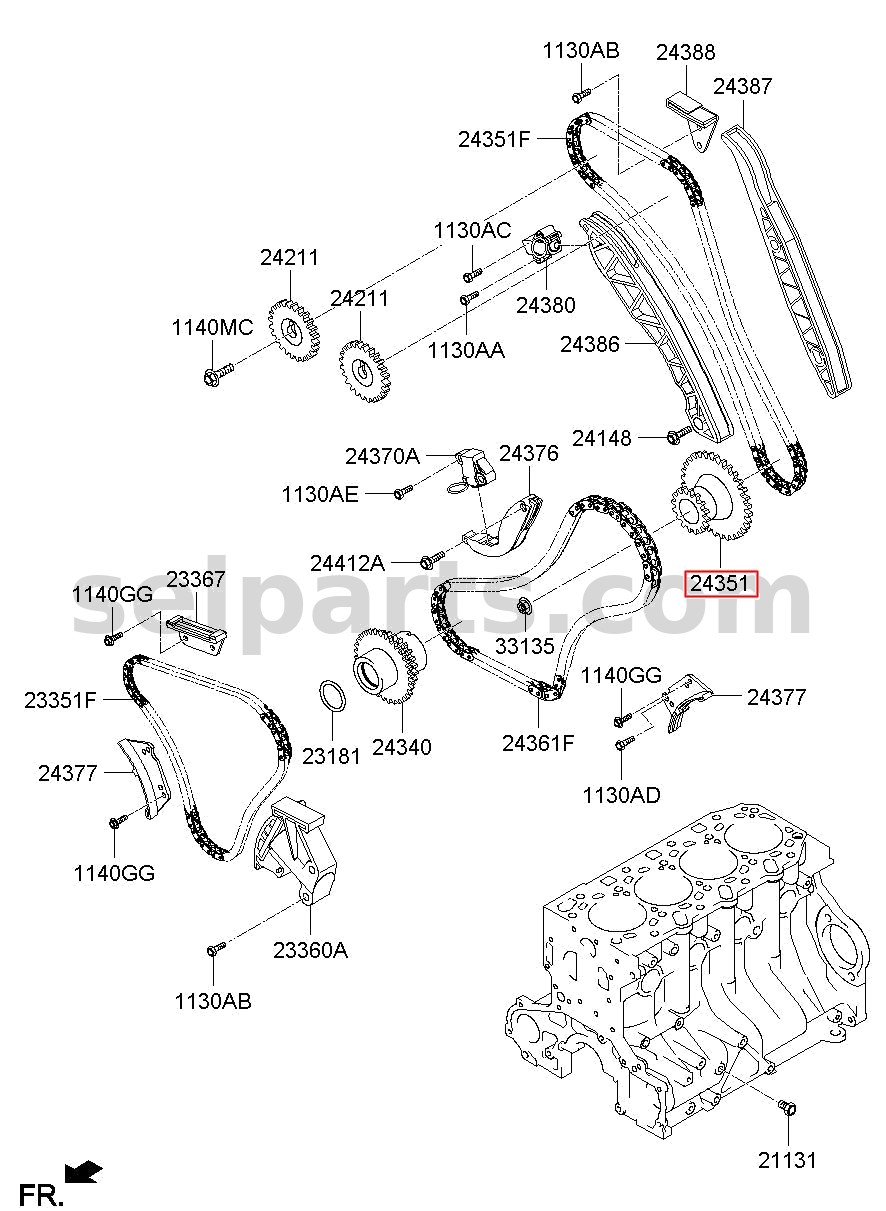 Genuine SPROCKET-INJUCTION PUMP for Hyundai Grand Starex #243354A021