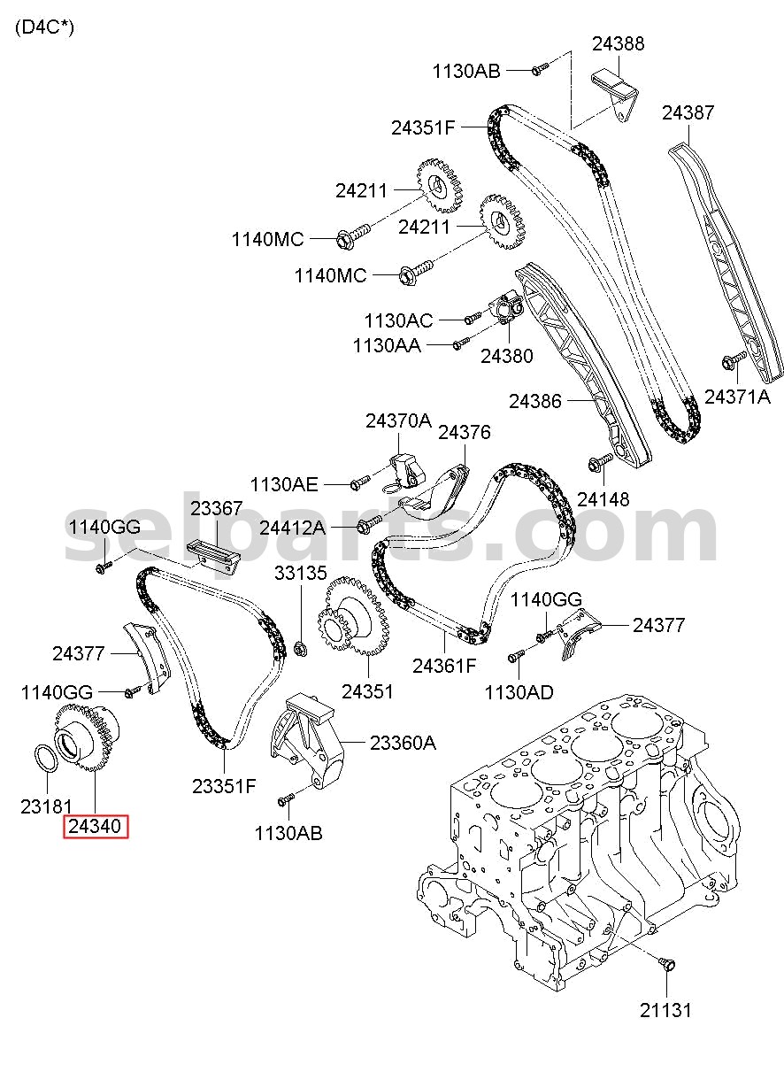 Genuine SPROCKET-CRANKSHAFT for Hyundai Grand Starex #243404A000