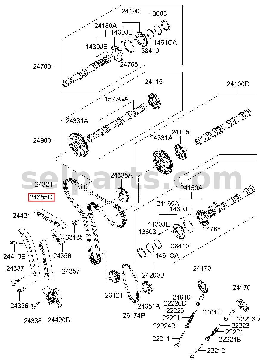 Genuine CHAIN GUIDE - UPPER "A" for Kia MOHAVE 16 (2016-2019) #243553A000