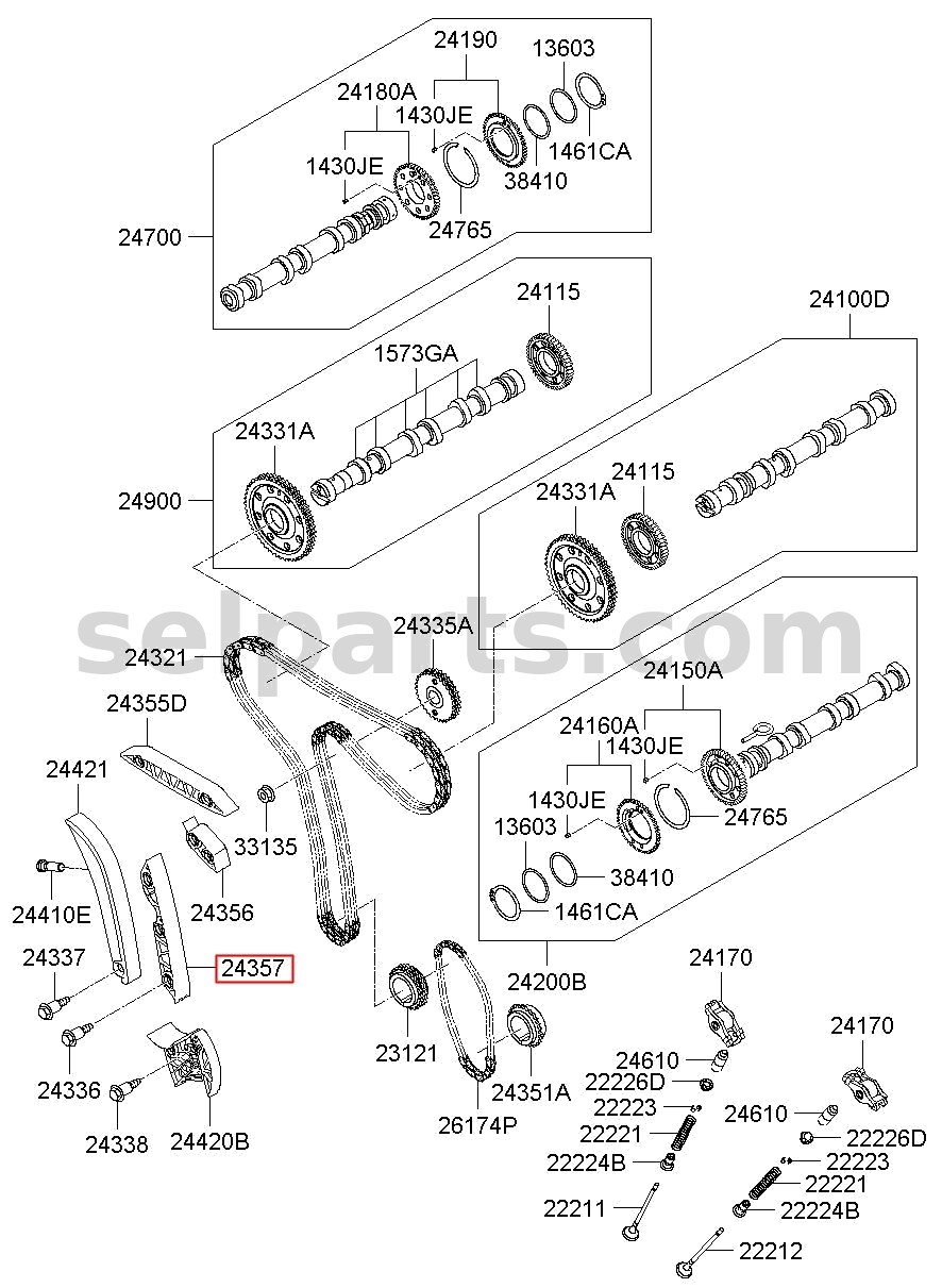 Genuine CHAIN GUIDE - LOWER for Kia MOHAVE 16 (2016-2019) #243573A000