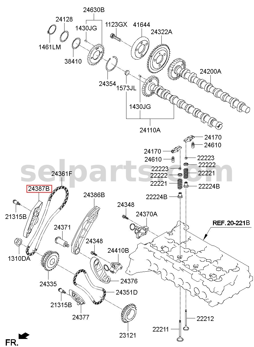 Genuine GUIDE-TIMING CHAIN B for Kia Sportage #243872F000