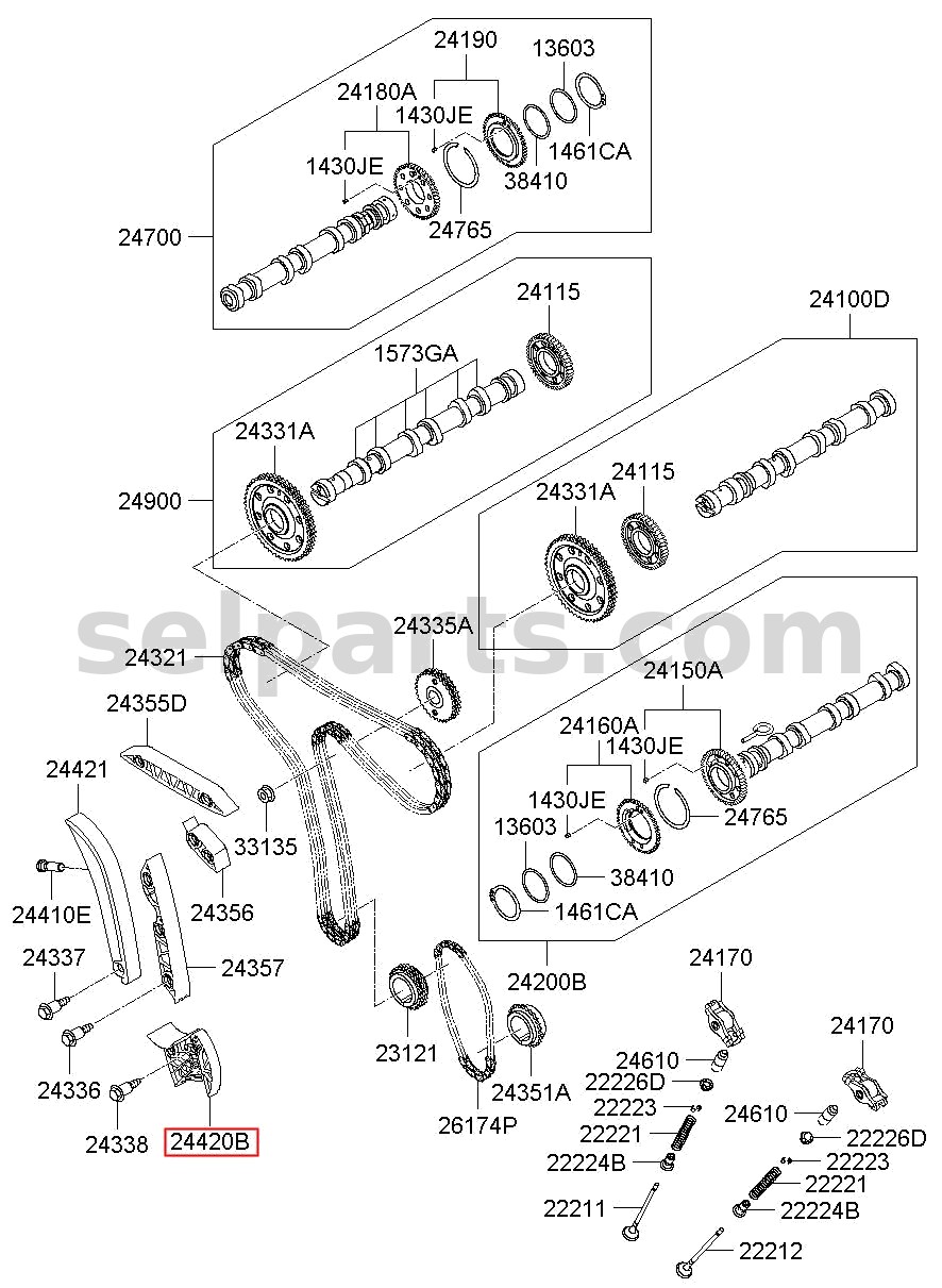 Genuine CHAIN TENSIONER - OIL PUMP for Kia MOHAVE 16 (2016-2019) #244203A000