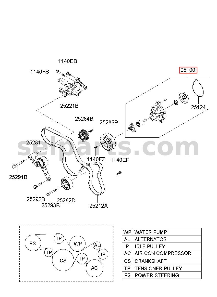 Genuine PUMP ASSY - COOLANT for Kia MOHAVE 16 (2016-2019) #251003A100