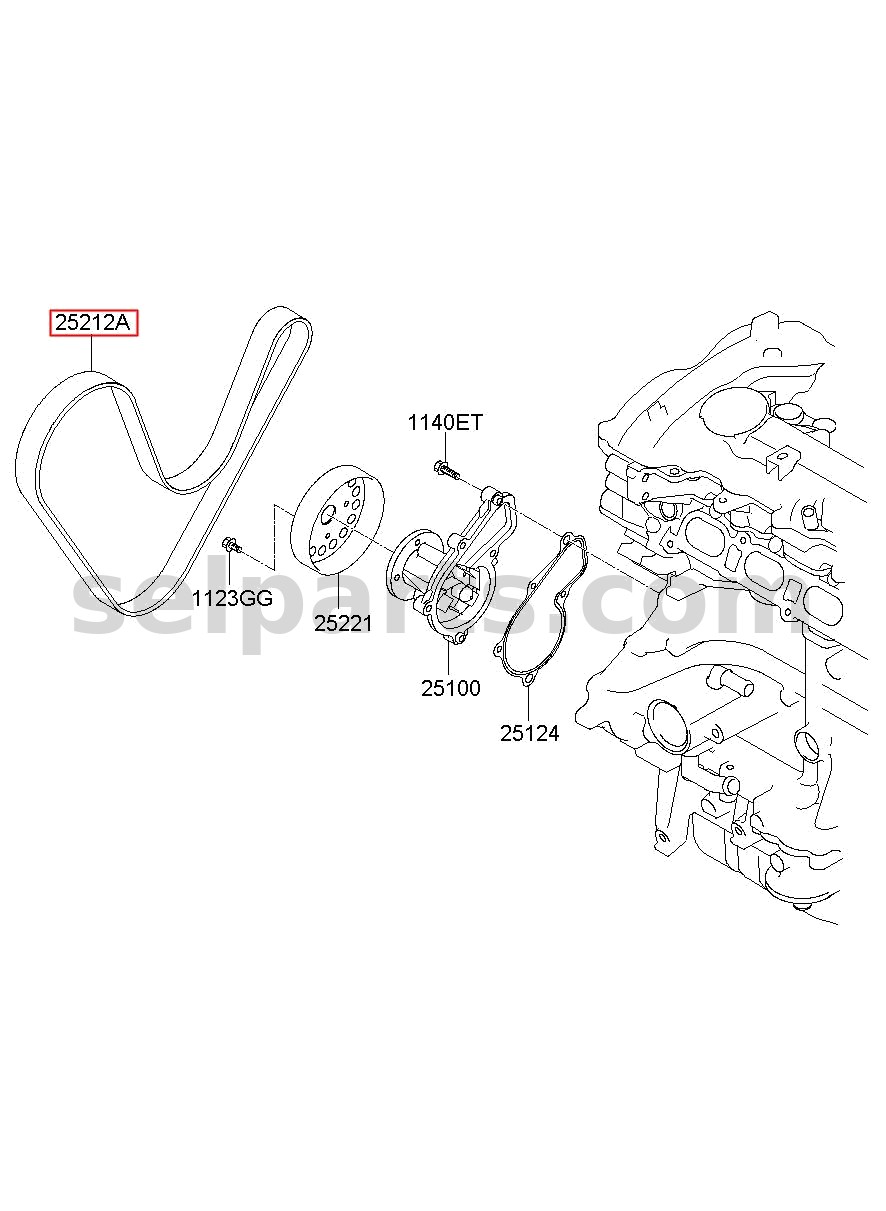 Genuine RIBBED BELT-V for Kia Sportage #252122E820