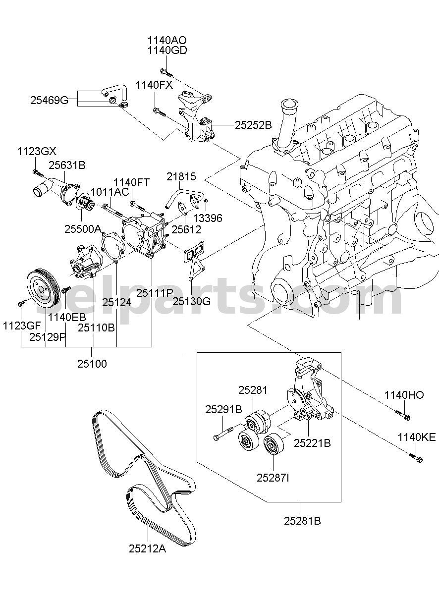 Genuine TENSIONER ASSY-CRK for Hyundai Grand Starex #252502C000