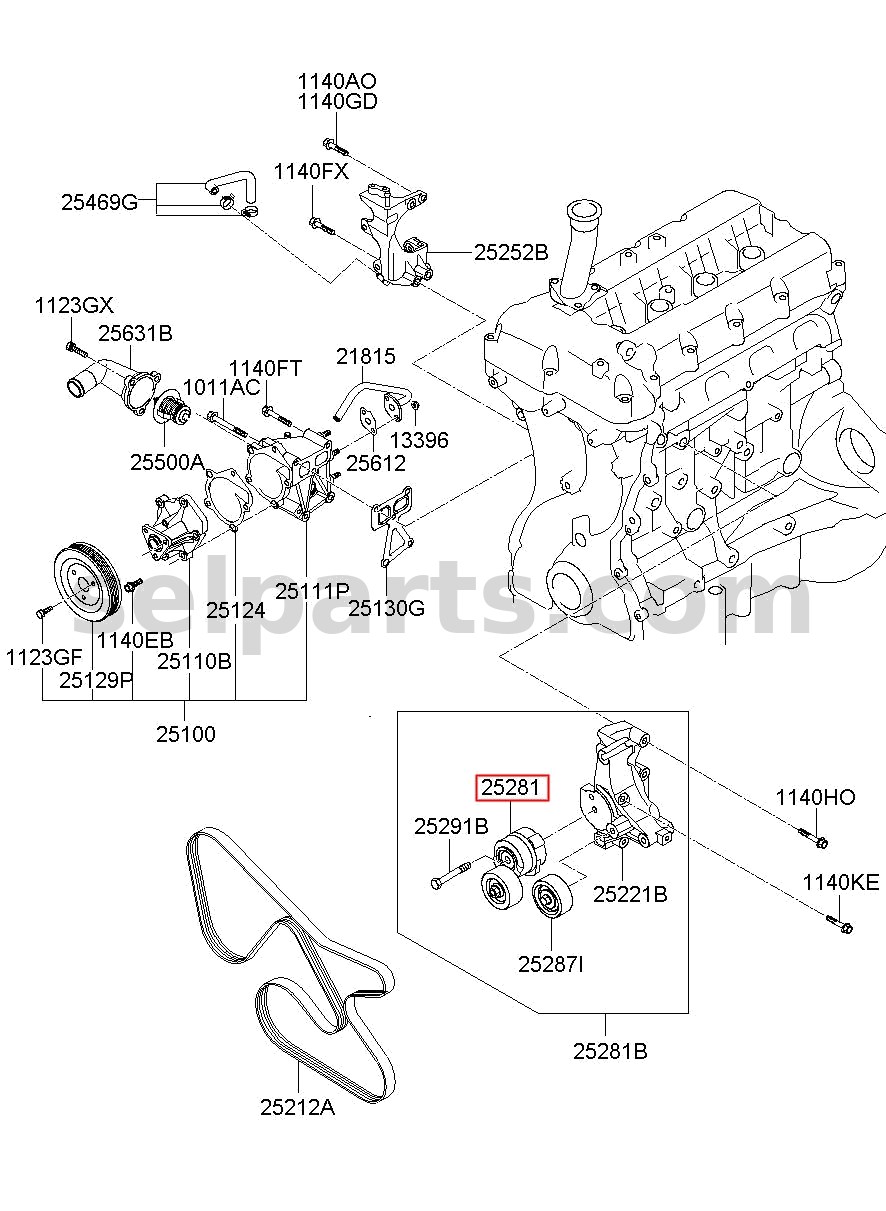 Genuine TENSIONER ASSY for Hyundai Grand Starex #252812C000