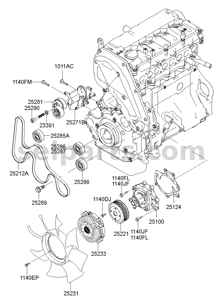 Genuine PULLEY-IDLER for Hyundai Grand Starex #252864A020