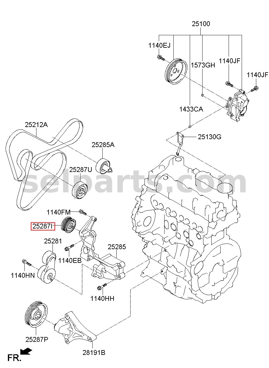 Genuine IDLER-DRIVE BELT for Kia Sportage #2528727060