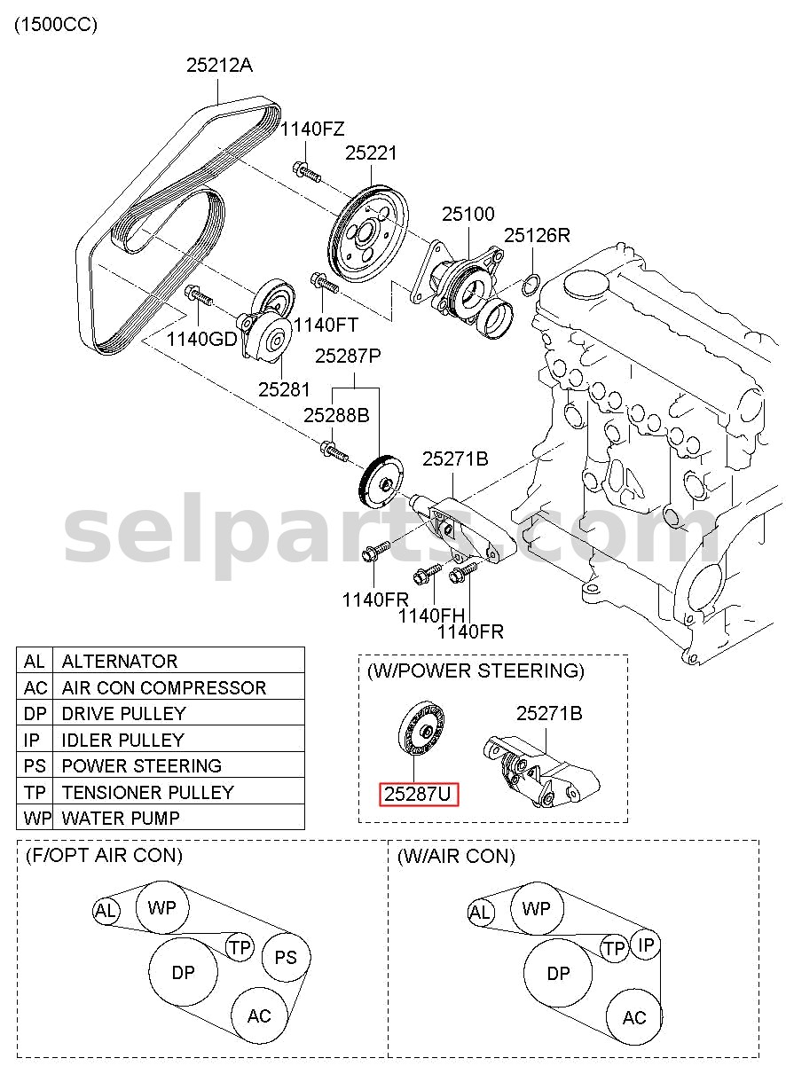 Genuine PULLEY-IDLER for Kia Sportage #252872F000