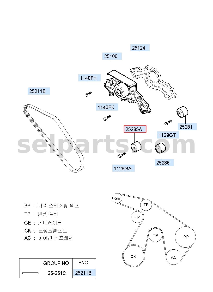 Genuine PULLEY-IDLER for Kia Sportage #252882F000
