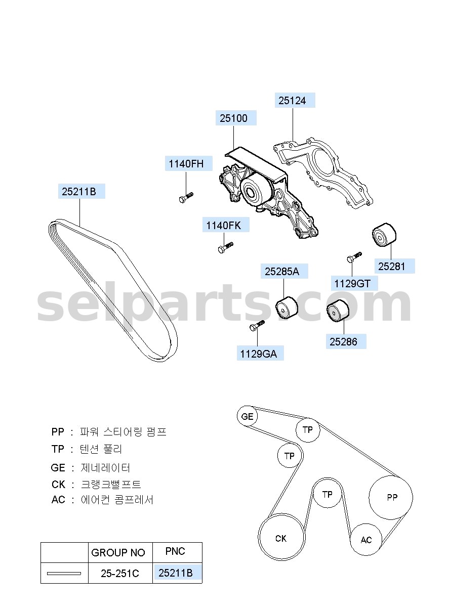 Genuine PULLEY-IDLER for Hyundai Grand Starex #252884A600