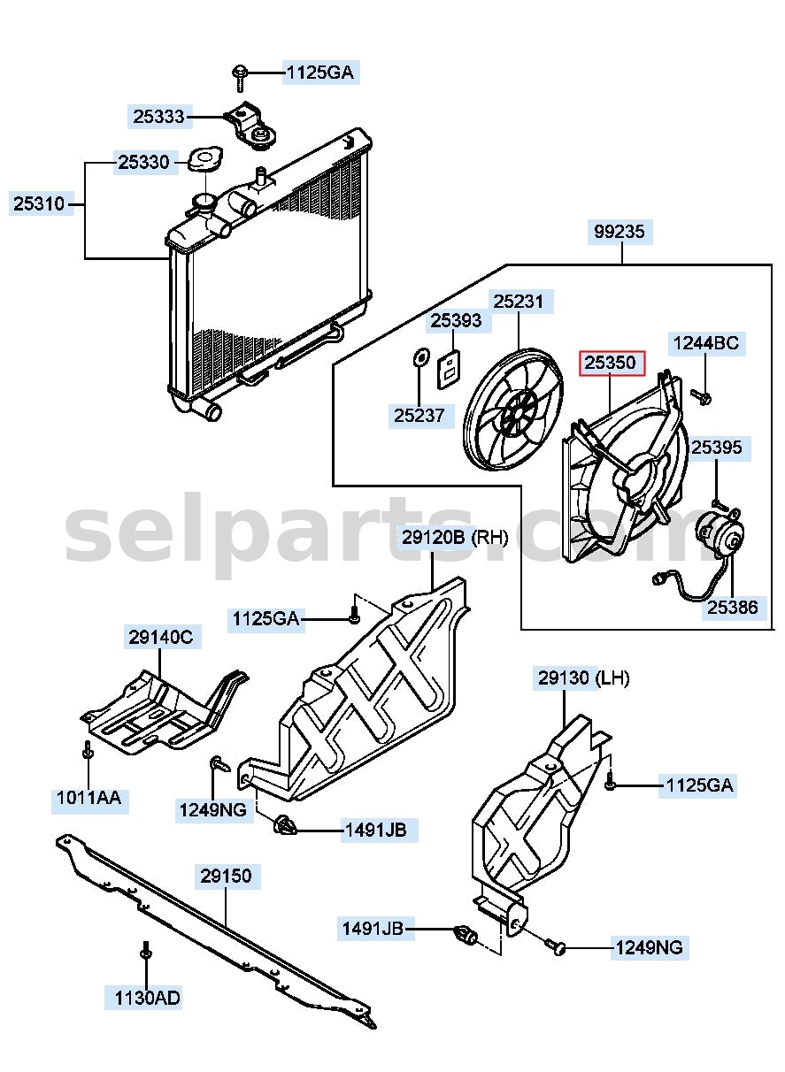 Genuine SHROUD-RADIATOR for Kia Sportage #25350D3000
