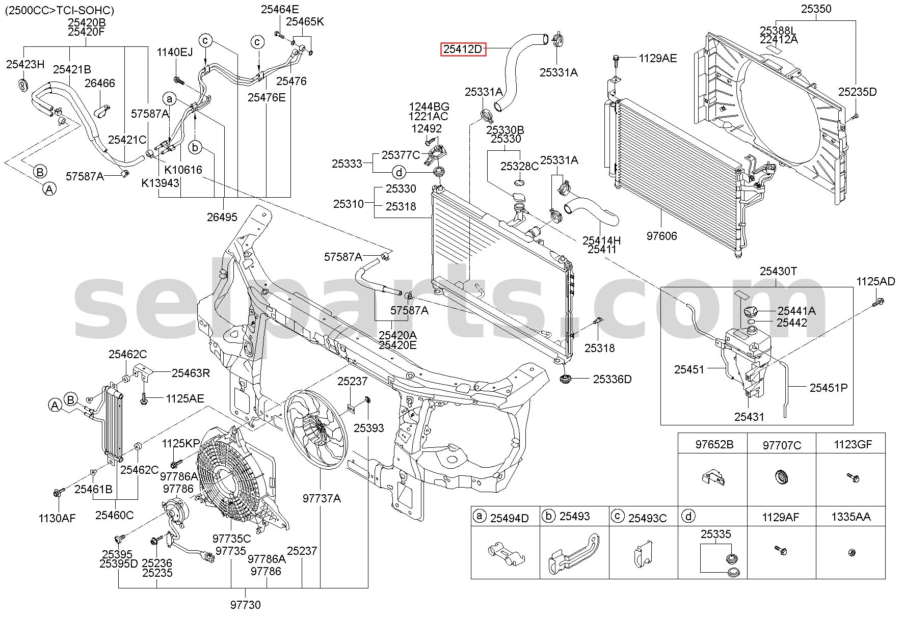 Genuine HOSE-RADIATOR LOWER for Hyundai Grand Starex #254124H500