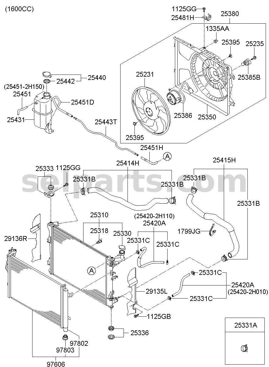 Genuine HOSE ASSY-RADIATOR,UPR for Hyundai Sonata #25414C1200