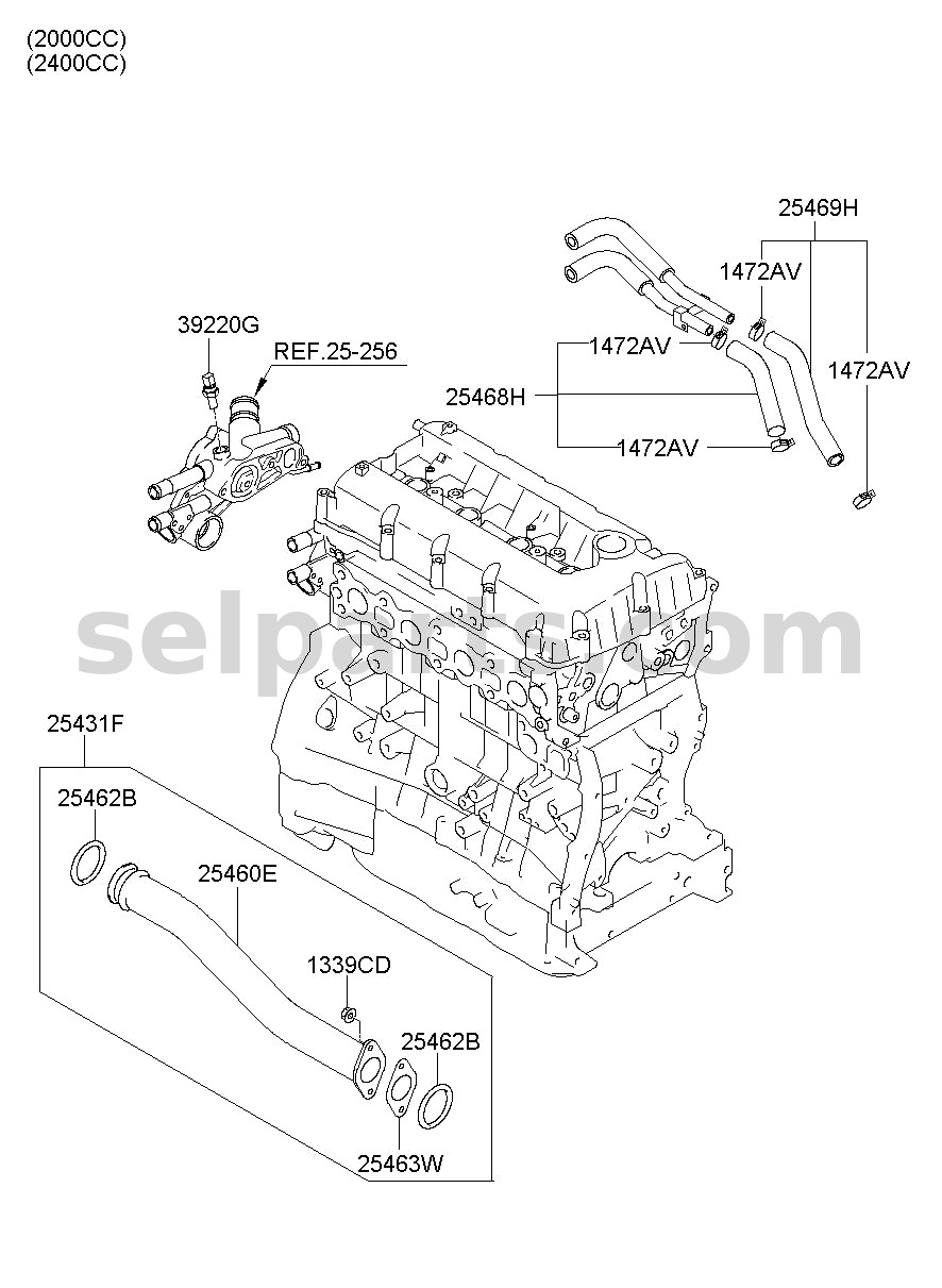 Genuine HOSE ASSY-WATER FROM THROTTLE BODY for Hyundai Sonata #254692GTA0
