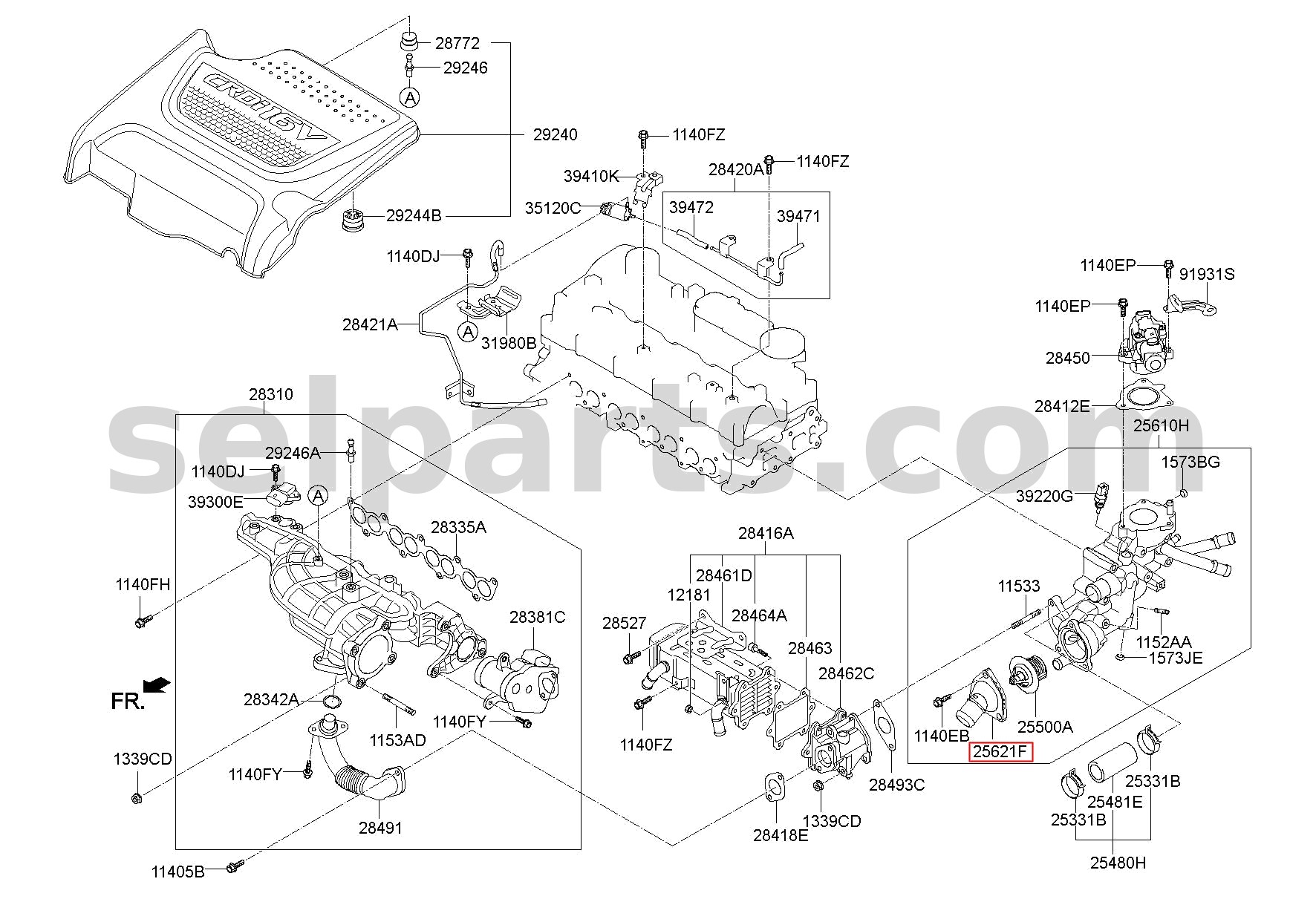 Genuine FITTING-WATER INLET for Kia Sportage #256122F020